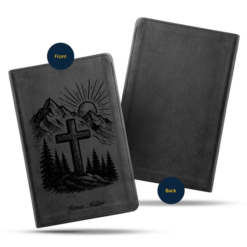 ESV Black Standard Size Thinline Holy Bible Large Print | Mountain Cross