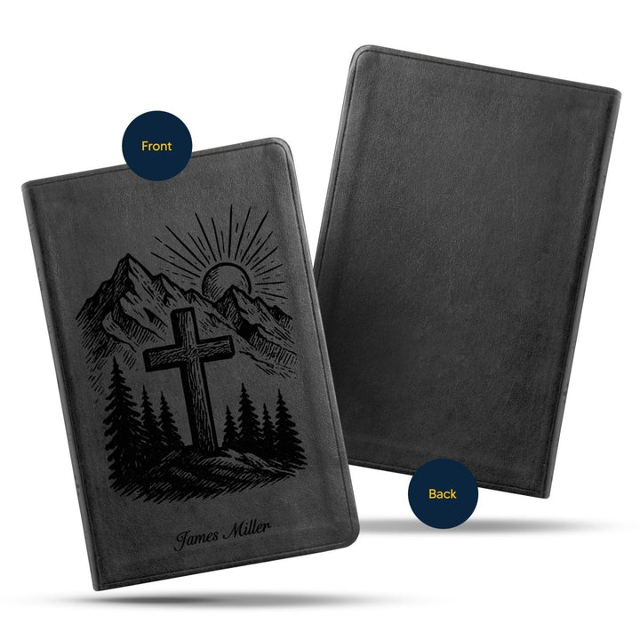 ESV Black Standard Size Thinline Holy Bible Large Print | Mountain Cross - Shepherds Shelf
