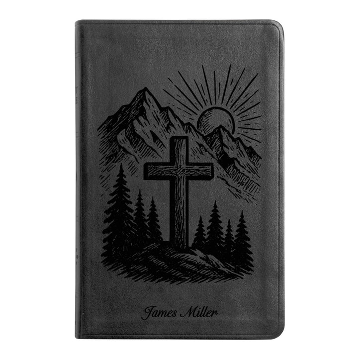 ESV Black Standard Size Thinline Holy Bible Large Print | Mountain Cross - Shepherds Shelf