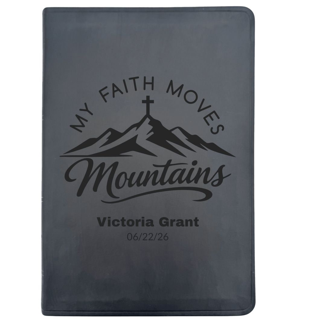 ESV Black Standard Size Thinline Holy Bible Large Print | My Faith Moves Mountains Collection - Shepherds Shelf