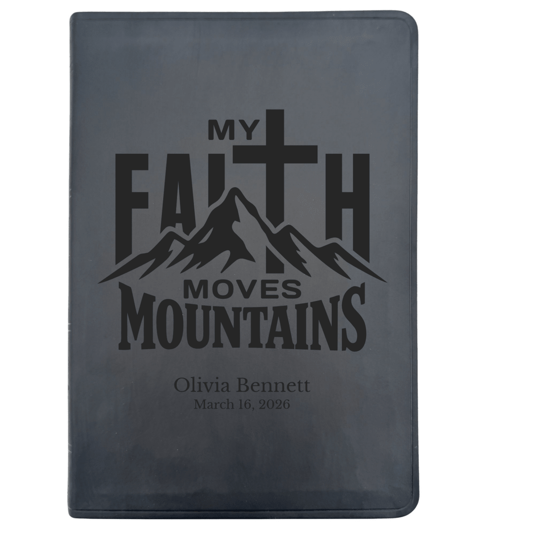 ESV Black Standard Size Thinline Holy Bible Large Print | My Faith Moves Mountains Collection - Shepherds Shelf