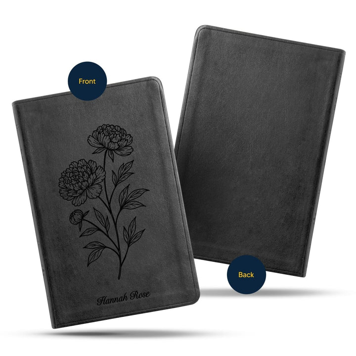 ESV Black Standard Size Thinline Holy Bible Large Print | Peony White Flower - Shepherds Shelf