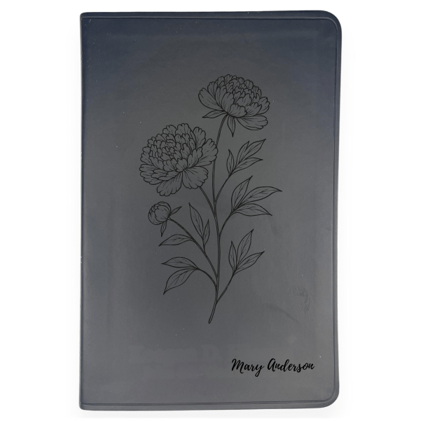 ESV Black Standard Size Thinline Holy Bible Large Print | Peony White Flower - Shepherds Shelf