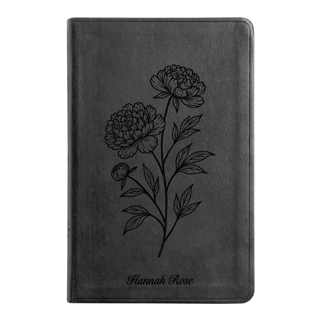 ESV Black Standard Size Thinline Holy Bible Large Print | Peony White Flower - Shepherds Shelf