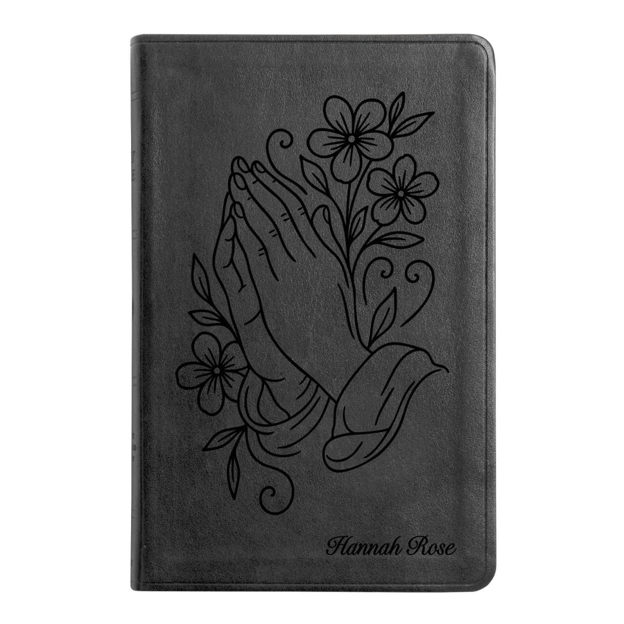 ESV Black Standard Size Thinline Holy Bible Large Print | Praying Hand With Flowers - Shepherds Shelf