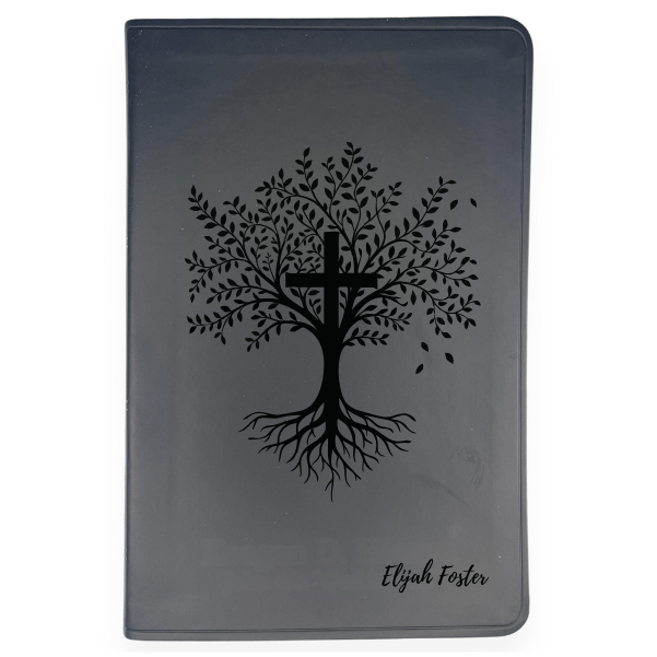 ESV Black Standard Size Thinline Holy Bible Large Print | Trees with Cross - Shepherds Shelf