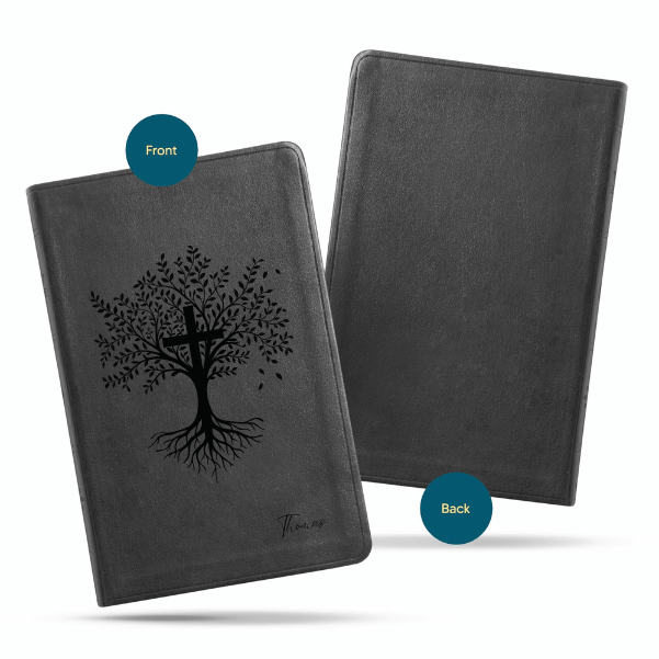 ESV Black Standard Size Thinline Holy Bible Large Print | Trees with Cross - Shepherds Shelf