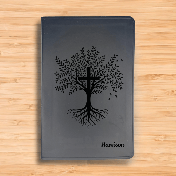 ESV Black Standard Size Thinline Holy Bible Large Print | Trees with Cross - Shepherds Shelf