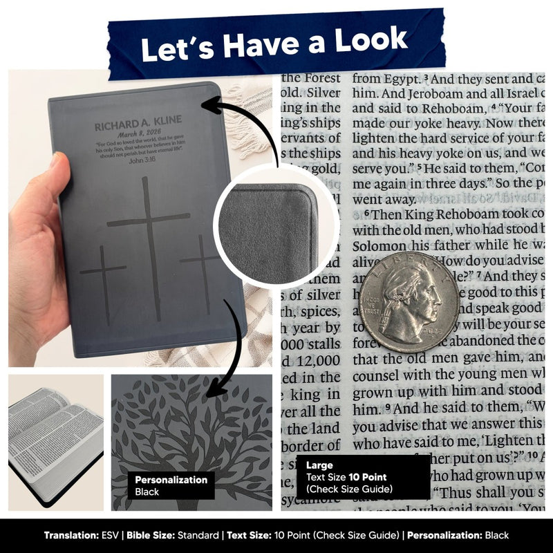 ESV Black Standard Size Thinline Holy Bible Large Print | USA