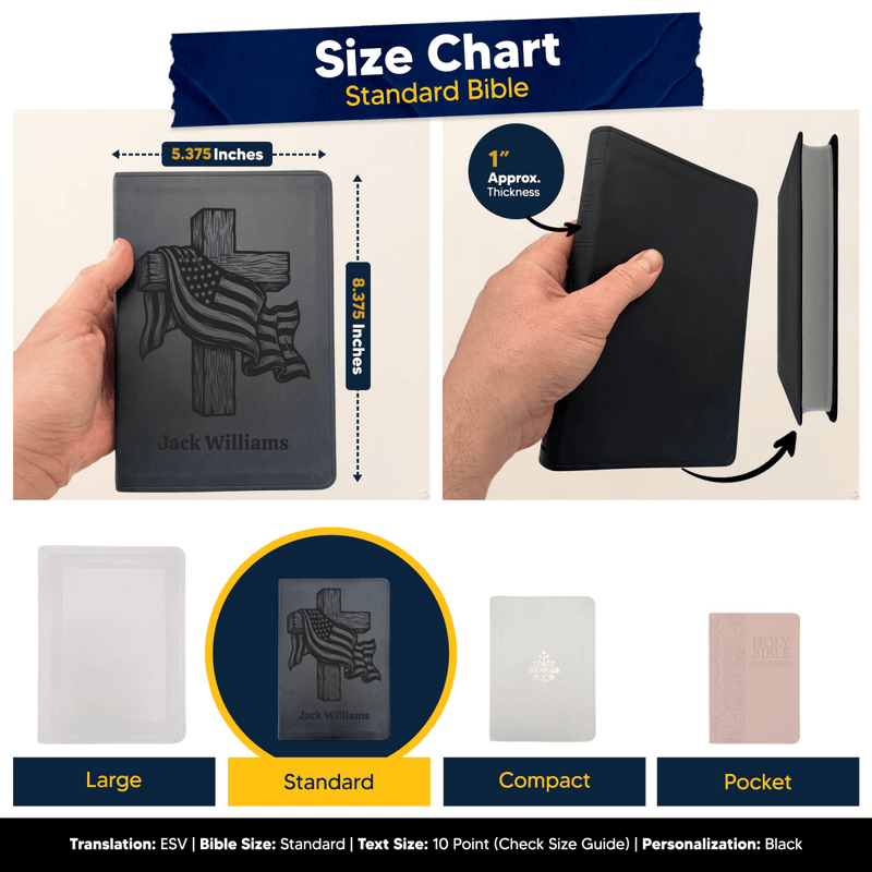 ESV Black Standard Size Thinline Holy Bible Large Print | USA