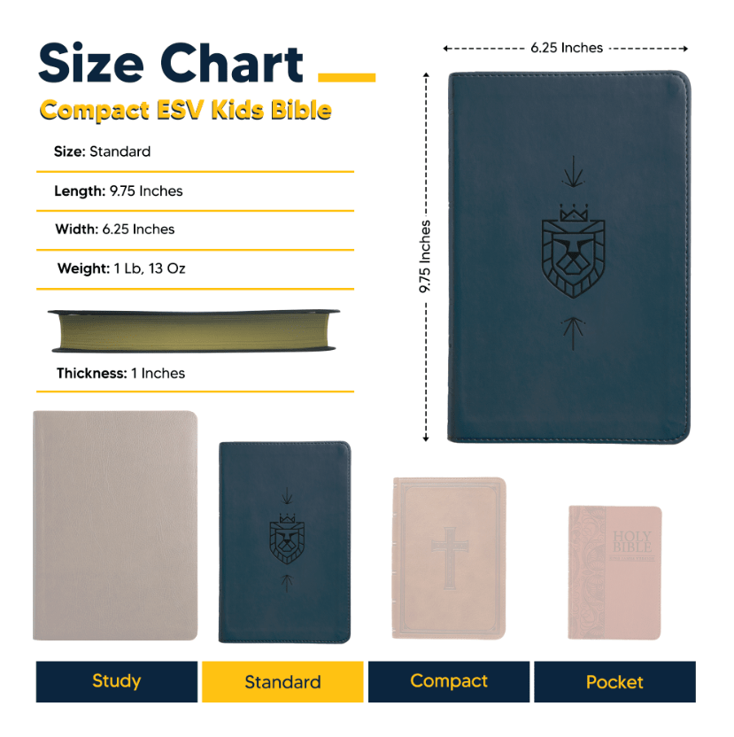 ESV Blue Compact Size Kids Holy Bible Large Print - Shepherds Shelf