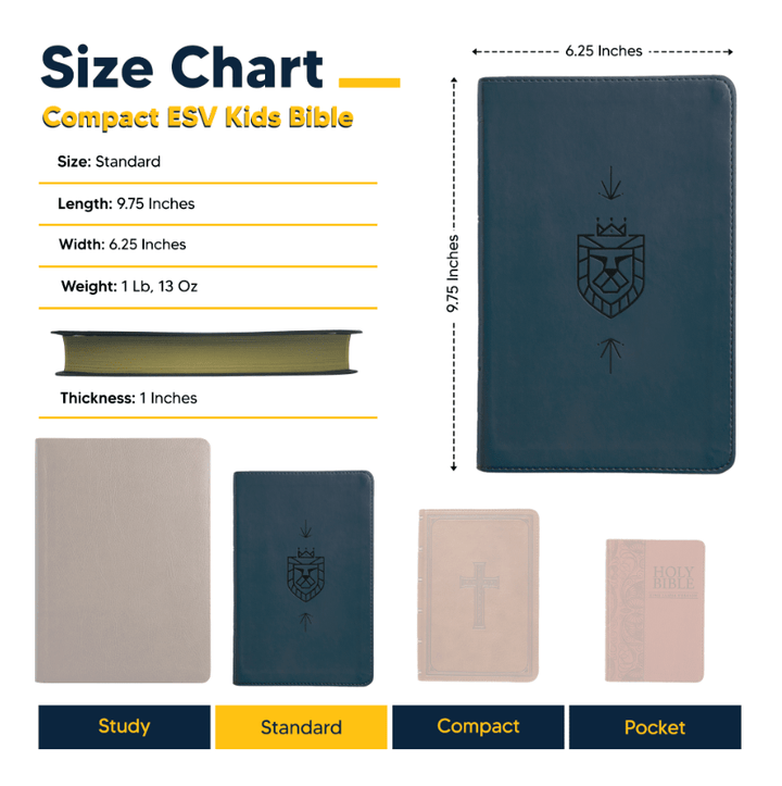 ESV Blue Compact Size Kids Holy Bible Large Print - Shepherds Shelf