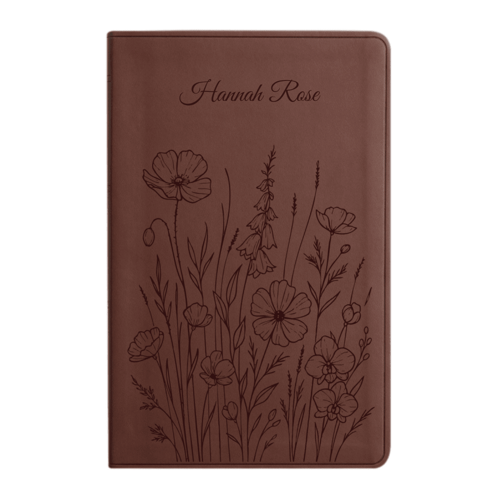 ESV Brown Standard Size Holy Bible Large Print | Bunch of Flowers