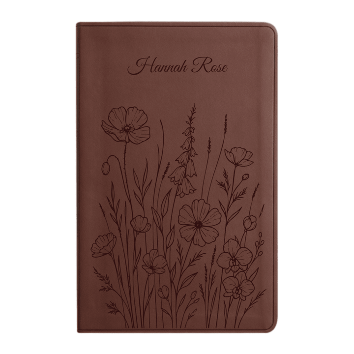 ESV Brown Standard Size Holy Bible Large Print | Bunch of Flowers - Shepherds Shelf