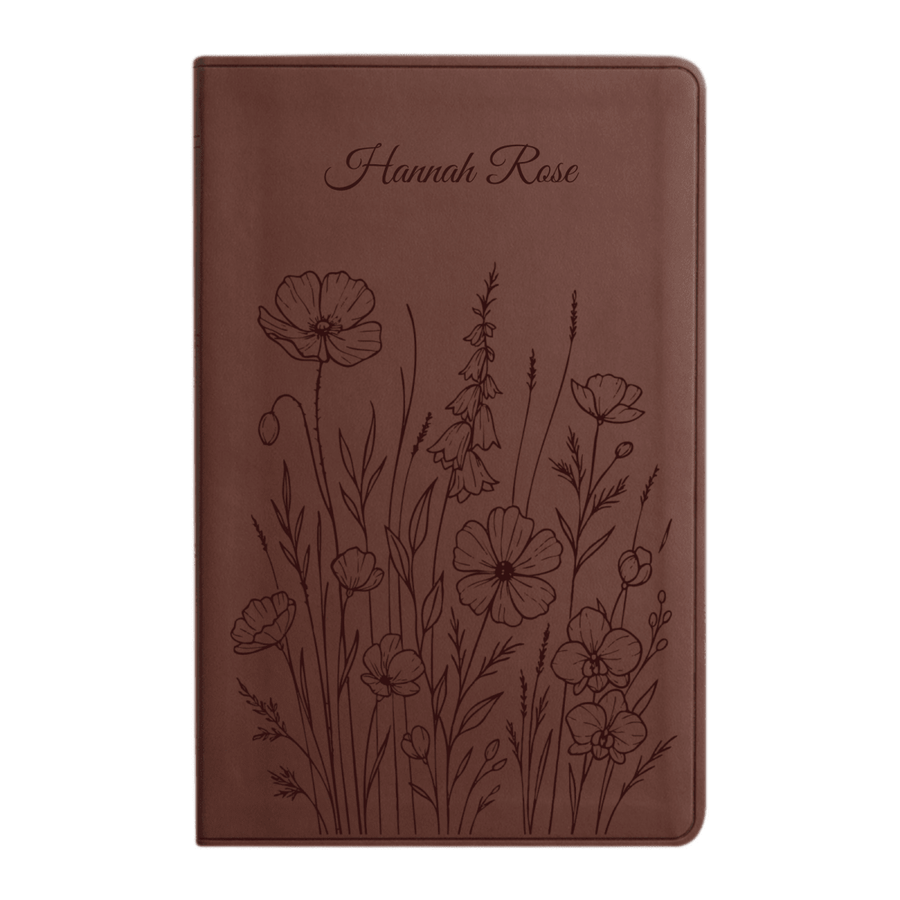 ESV Brown Standard Size Holy Bible Large Print | Bunch of Flowers - Shepherds Shelf