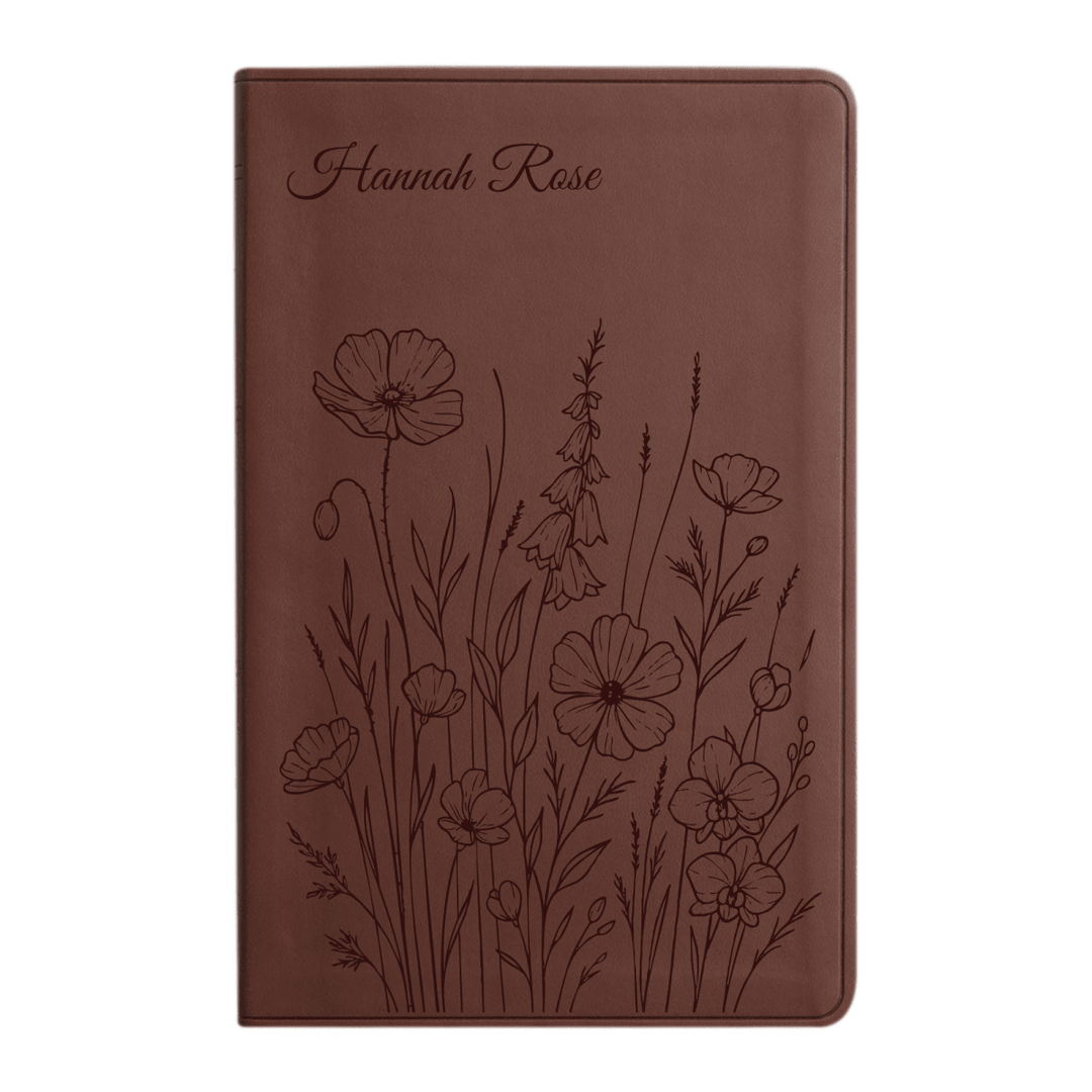 ESV Brown Standard Size Holy Bible Large Print | Bunch of Flowers - Shepherds Shelf