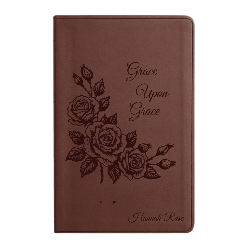 ESV Brown Standard Size Holy Bible Large Print | Floral Collection 2