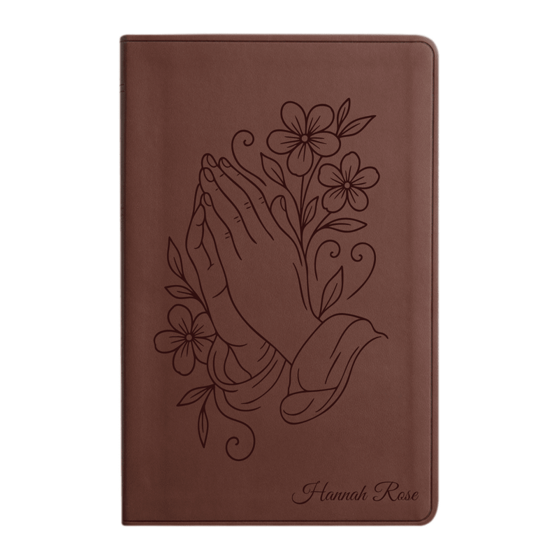 ESV Brown Standard Size Holy Bible Large Print | Floral Collection 2