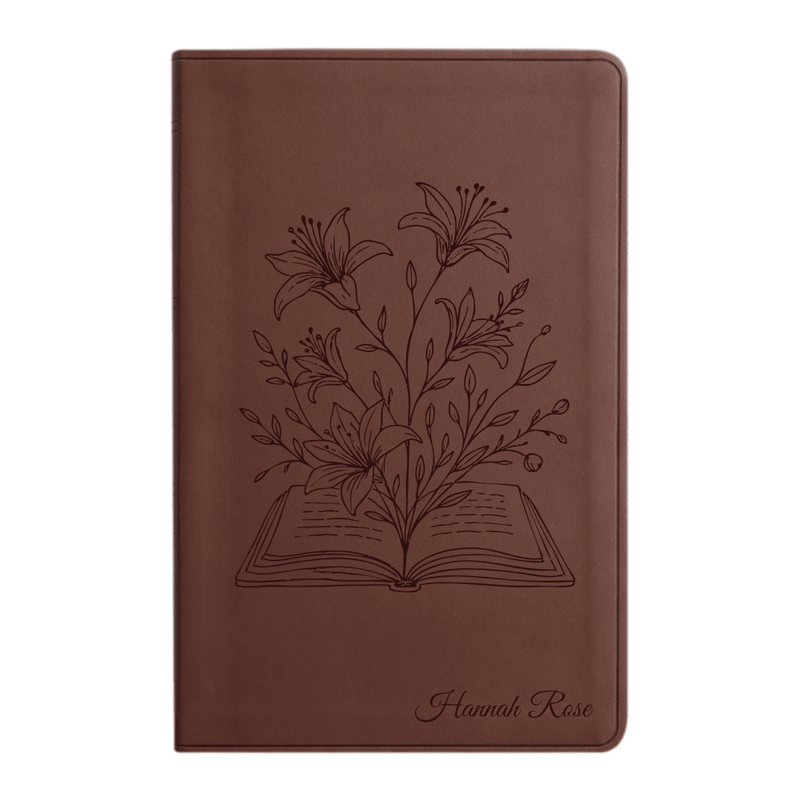 ESV Brown Standard Size Holy Bible Large Print | Floral Collection 2