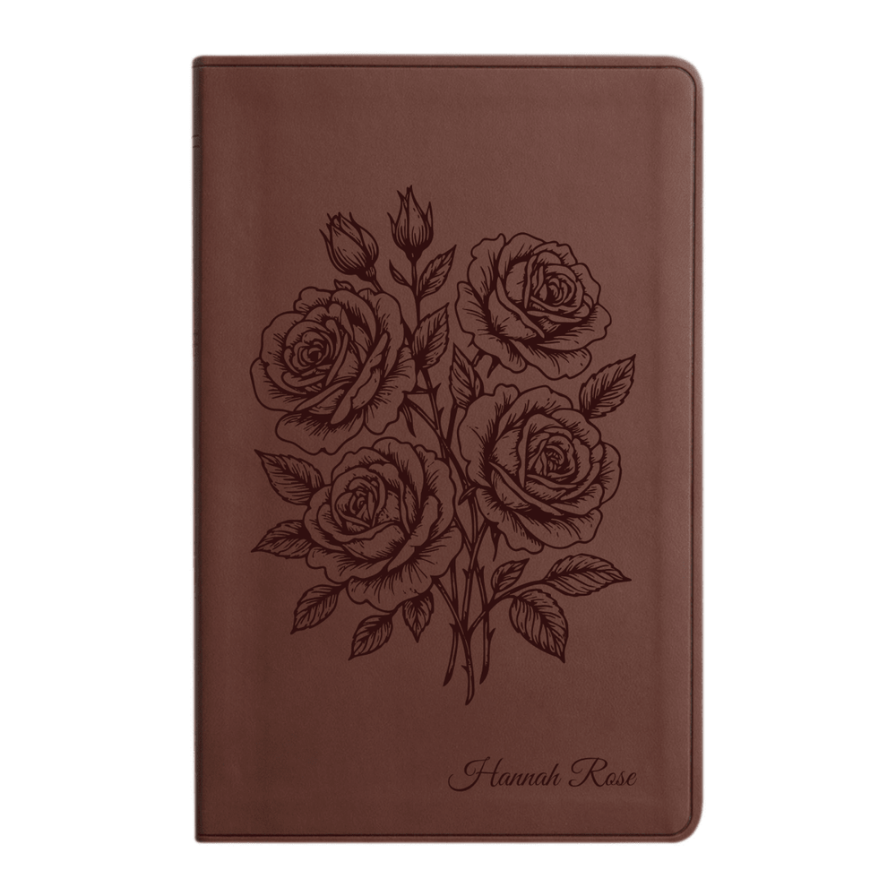 ESV Brown Standard Size Holy Bible Large Print | Floral Collection 2