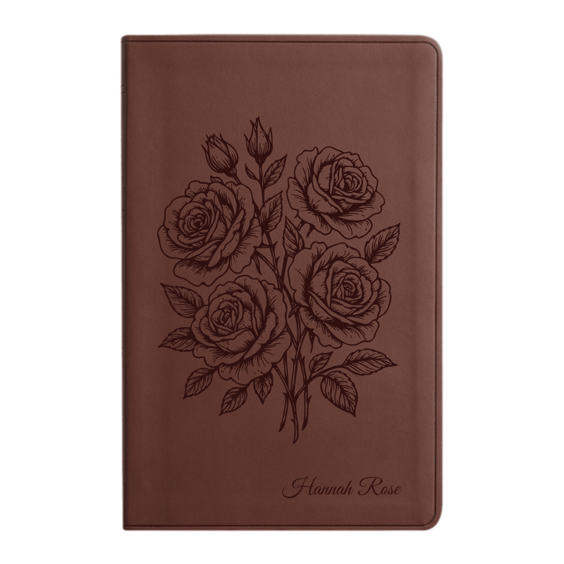 ESV Brown Standard Size Holy Bible Large Print | Floral Collection 2