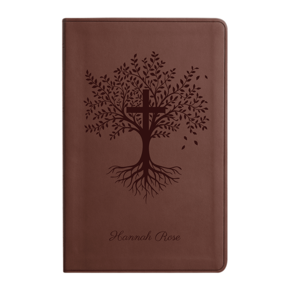 ESV Brown Standard Size Holy Bible Large Print | Trees with Cross