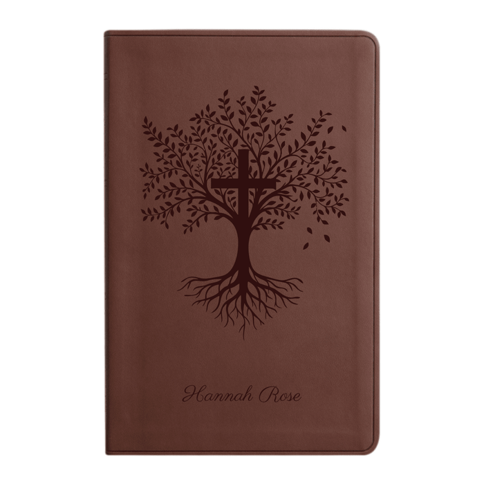 ESV Brown Standard Size Holy Bible Large Print | Trees with Cross