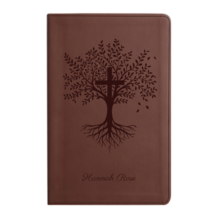 ESV Brown Standard Size Holy Bible Large Print | Trees with Cross - Shepherds Shelf