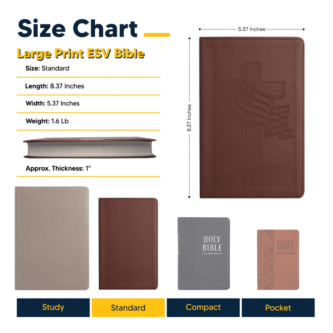 ESV Brown Standard Size Holy Bible Large Print | USA - Shepherds Shelf
