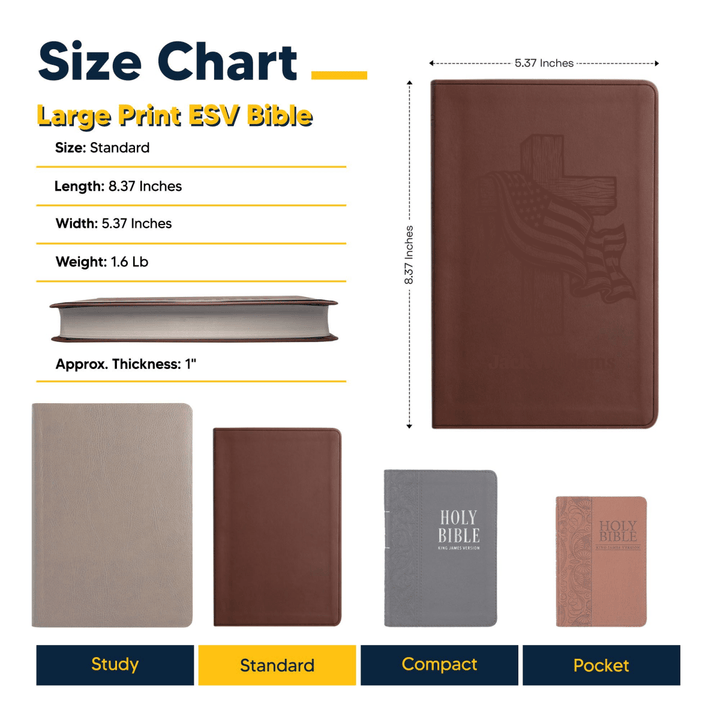 ESV Brown Standard Size Holy Bible Large Print | USA - Shepherds Shelf