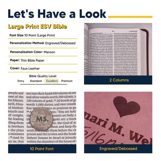 ESV Brown Standard Size Holy Bible Large Print | USA - Shepherds Shelf