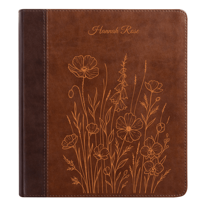 ESV Brown Study Size Holy Bible Small Print | Bunch of Flowers - Shepherds Shelf