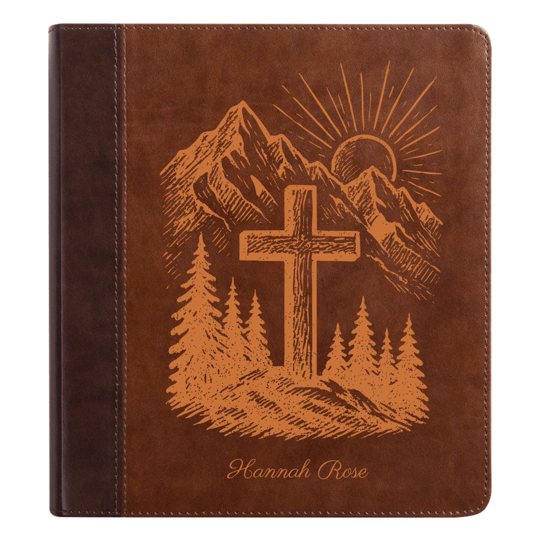 ESV Brown Study Size Holy Bible Small Print | Cross Collection - Shepherds Shelf