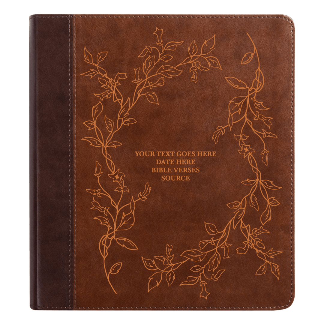 ESV Brown Study Size Holy Bible Small Print | Floral Vines - Shepherds Shelf