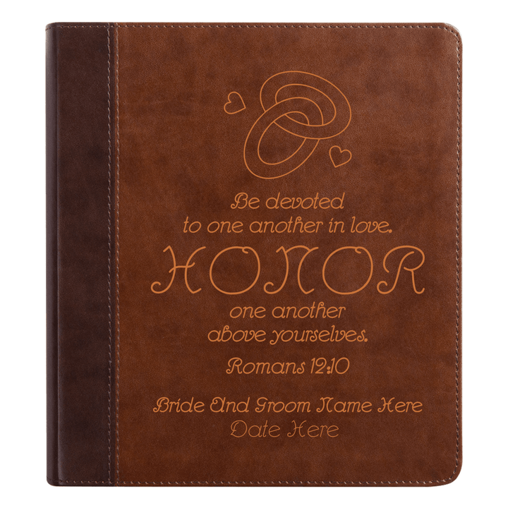 ESV Brown Study Size Holy Bible Small Print | Wedding Collection - Shepherds Shelf