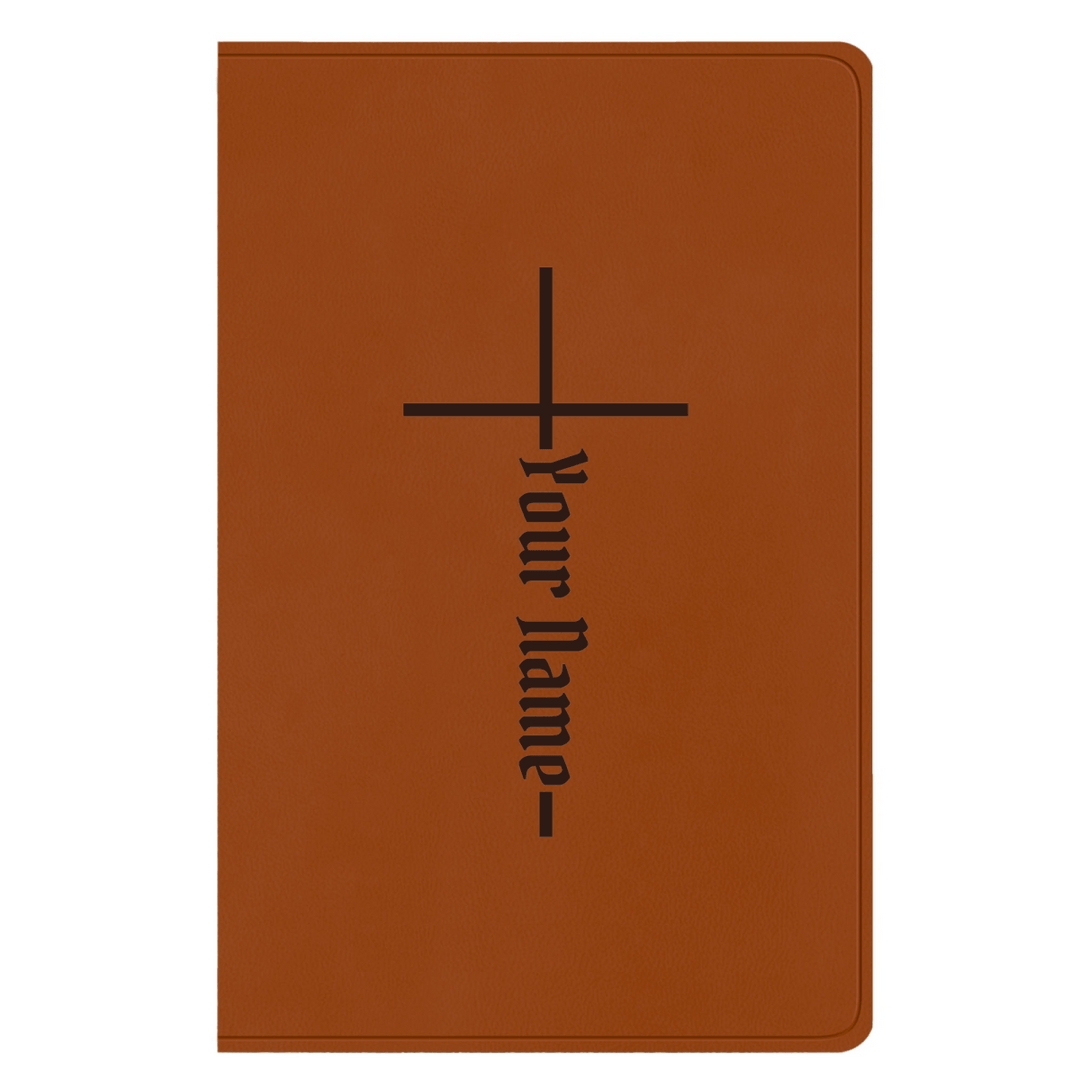 ESV Faux Leather Bible Large Full Cover Christian Cross Design Engraved in Dark Brown | Shepherds Shelf - Shepherds Shelf