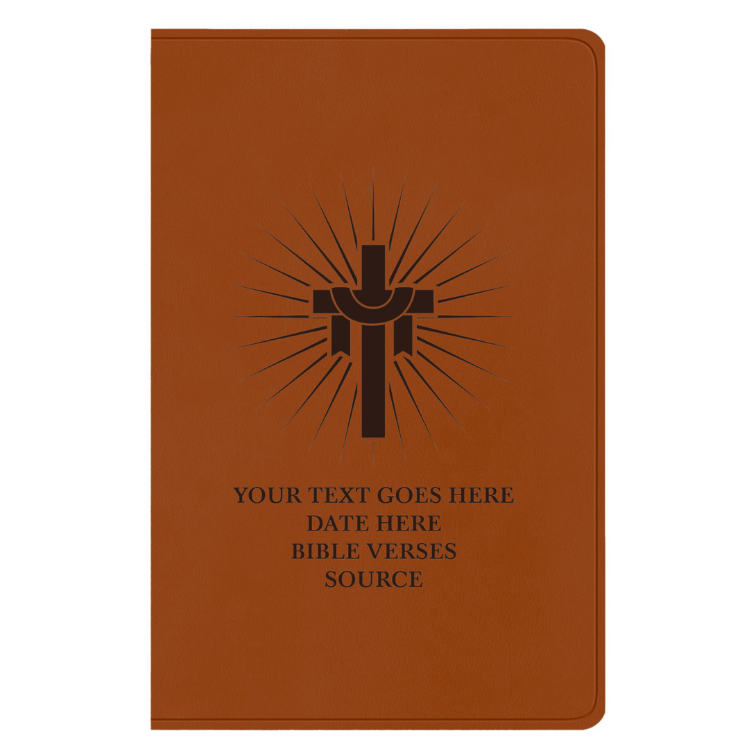 ESV Faux Leather Bible Large Full Cover Cross With Sun Rays Design Engraved in Dark Brown | Shepherds Shelf - Shepherds Shelf