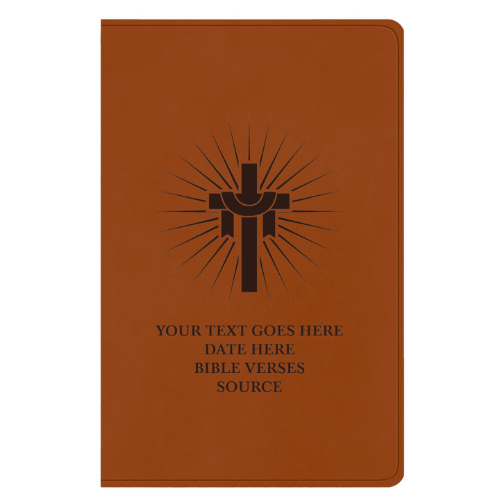 ESV Faux Leather Bible Large Full Cover Cross With Sun Rays Design Engraved in Dark Brown | Shepherds Shelf - Shepherds Shelf