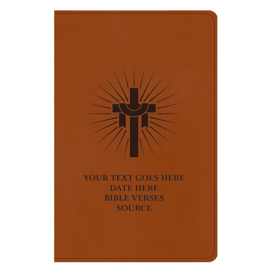 ESV Faux Leather Bible Large Full Cover Cross With Sun Rays Design Engraved in Dark Brown | Shepherds Shelf - Shepherds Shelf