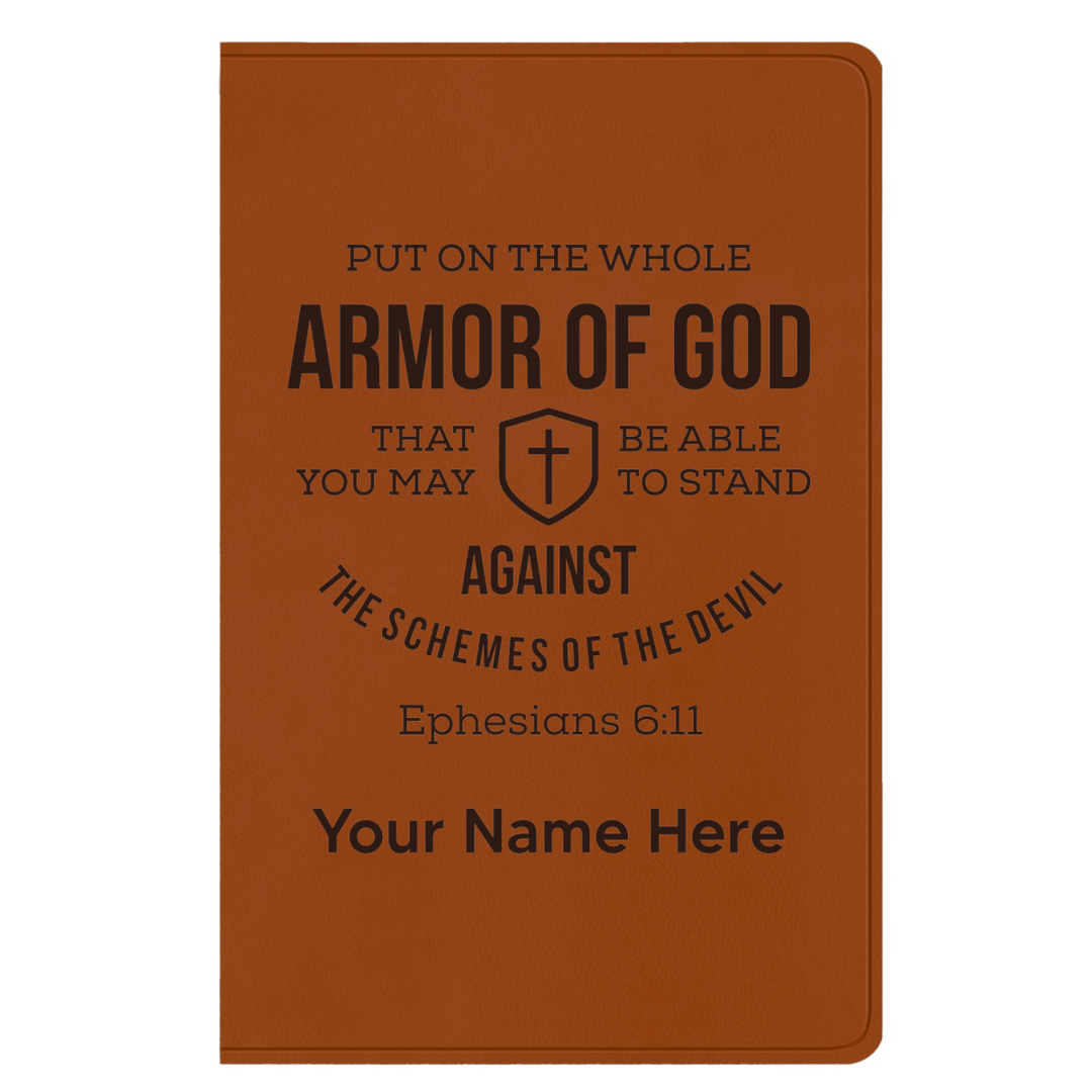 ESV Faux Leather Bible Large Full Cover Ephesians 6:11 Design | Shepherds Shelf - Shepherds Shelf
