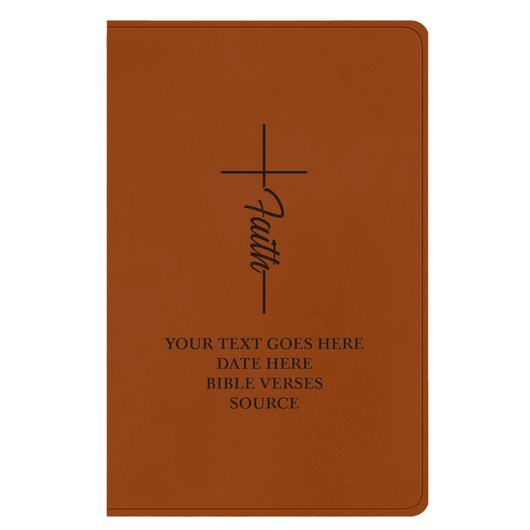 ESV Faux Leather Bible Large Full Cover Faith Cross Design Engraved in Dark Brown | Shepherds Shelf - Shepherds Shelf
