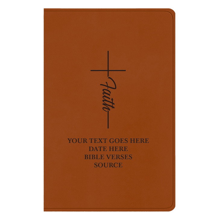 ESV Faux Leather Bible Large Full Cover Faith Cross Design Engraved in Dark Brown | Shepherds Shelf - Shepherds Shelf
