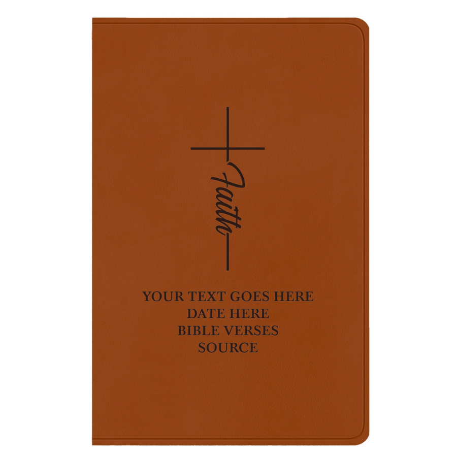 ESV Faux Leather Bible Large Full Cover Faith Cross Design Engraved in Dark Brown | Shepherds Shelf - Shepherds Shelf