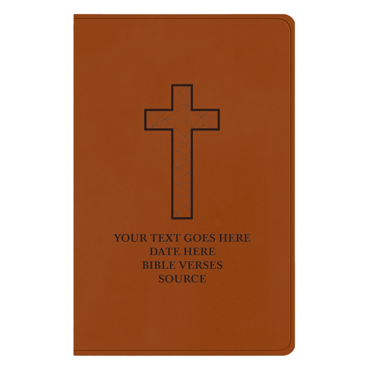 ESV Faux Leather Bible Large Full Cover Geometric Cross Design Engraved in Dark Brown | Shepherds Shelf - Shepherds Shelf