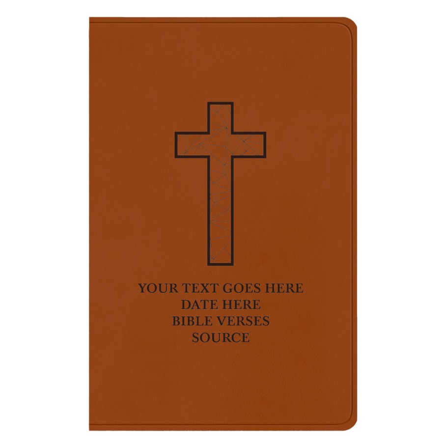 ESV Faux Leather Bible Large Full Cover Geometric Cross Design Engraved in Dark Brown | Shepherds Shelf - Shepherds Shelf