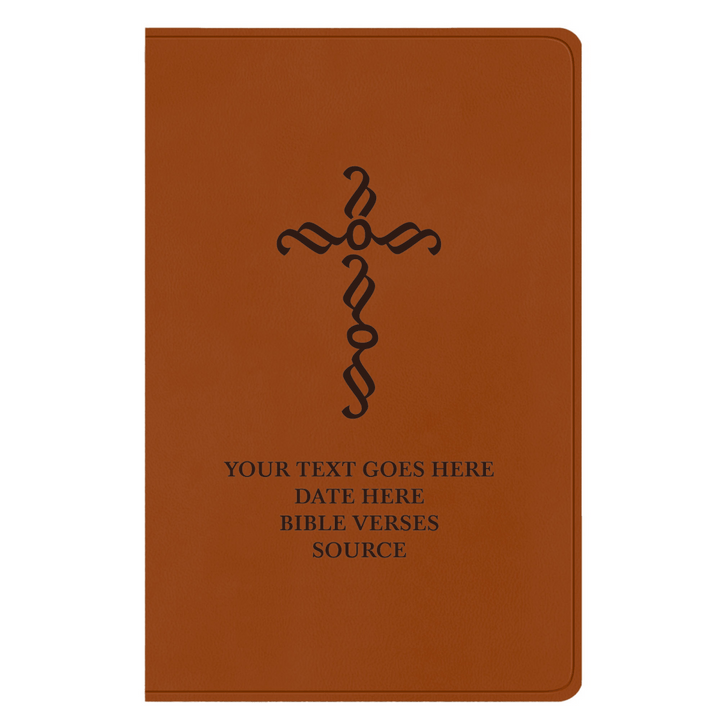 ESV Faux Leather Bible Large Full Cover Pen Stroke Cross Design Engraved in Dark Brown | Shepherds Shelf - Shepherds Shelf
