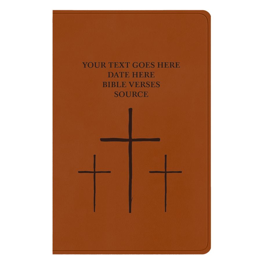 ESV Faux Leather Bible Large Full Cover The Three crosses Design Engraved in Dark Brown | Shepherds Shelf - Shepherds Shelf