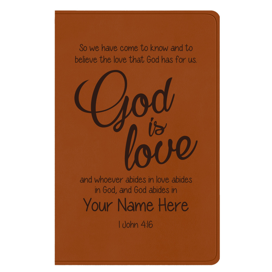 ESV Faux Leather Bible Large Text Custom Full Cover 1 John 4:16 Engraved in Dark Brown | Shepherds Shelf - Shepherds Shelf