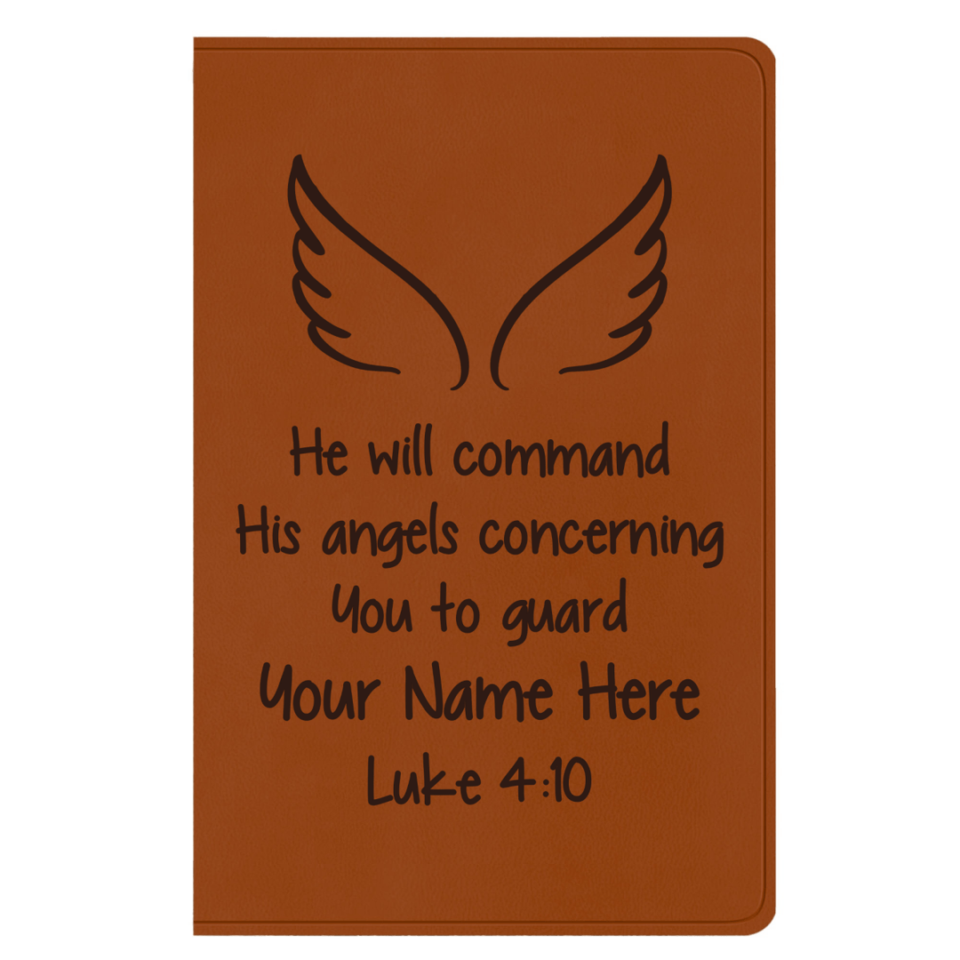 ESV Faux Leather Bible Large Text Custom Full Cover Luke 4:10 Engraved in Dark Brown | Shepherds Shel - Shepherds Shelf