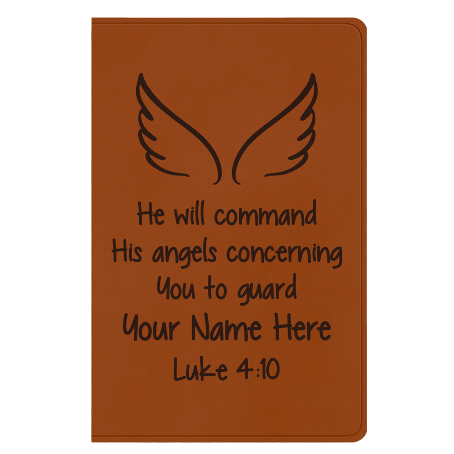 ESV Faux Leather Bible Large Text Custom Full Cover Luke 4:10 Engraved in Dark Brown | Shepherds Shel - Shepherds Shelf